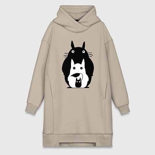 Женская толстовка-платье Тоторо / Миндальный – фото 1