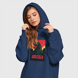 Женское худи-платье Godzilla, цвет: тёмно-синий — фото 2
