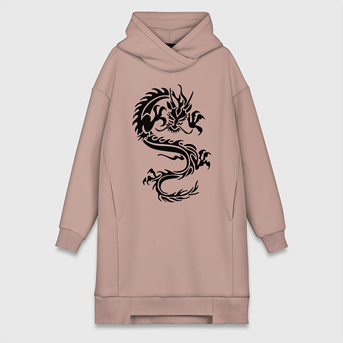 Женская толстовка-платье Дракон орнамент / Пыльно-розовый – фото 1