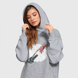 Женское худи-платье Сотворение Адама - Мотоцикл, цвет: меланж — фото 2