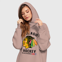 Женское худи-платье CHICAGO BLACKHAWKS NHL, цвет: пыльно-розовый — фото 2