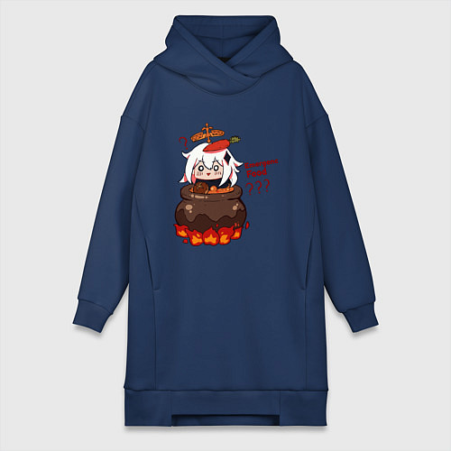Женская толстовка-платье Genshin Impact Paimon food / Тёмно-синий – фото 1