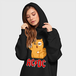 Женское худи-платье ACDC rock cat, цвет: черный — фото 2