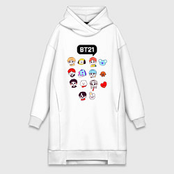 Женское худи-платье BTS BT21, цвет: белый