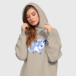 Женское худи-платье Снежный покемон, цвет: миндальный — фото 2