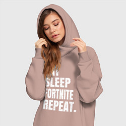 Женское худи-платье EAT SLEEP FORTNITE REPEAT, цвет: пыльно-розовый — фото 2
