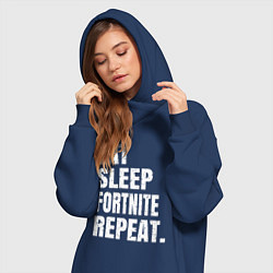 Женское худи-платье EAT SLEEP FORTNITE REPEAT, цвет: тёмно-синий — фото 2