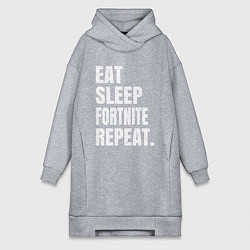 Женское худи-платье EAT SLEEP FORTNITE REPEAT, цвет: меланж