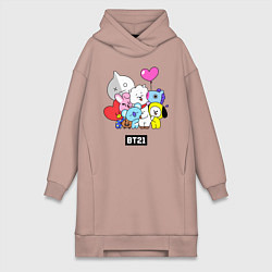 Женское худи-платье BT21, цвет: пыльно-розовый