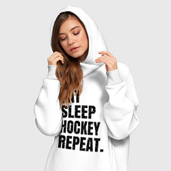 Женское худи-платье EAT SLEEP HOCKEY REPEAT, цвет: белый — фото 2