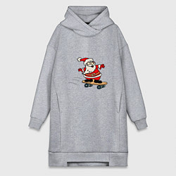 Женское худи-платье Санта на скейтборде, цвет: меланж