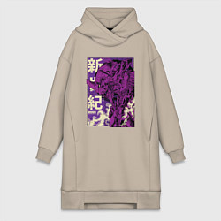 Женское худи-платье Evangelion Eva-01, цвет: миндальный