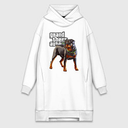 Женское худи-платье ЧОП - ротвейлер из GTA 5, цвет: белый