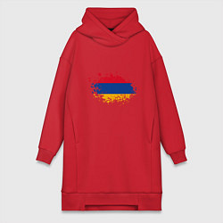 Женское худи-платье Флаг Армении, цвет: красный