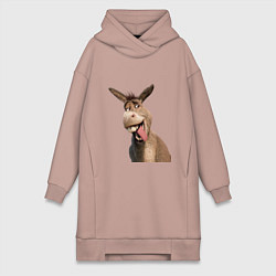 Женское худи-платье Шрек: Осел, цвет: пыльно-розовый
