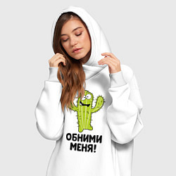 Женское худи-платье Кактус обнимашки, цвет: белый — фото 2
