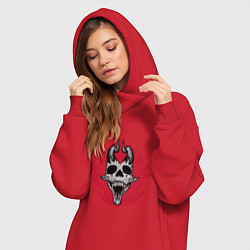 Женское худи-платье Skull devil, цвет: красный — фото 2
