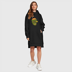 Женское худи-платье Череп зомби, цвет: черный — фото 2