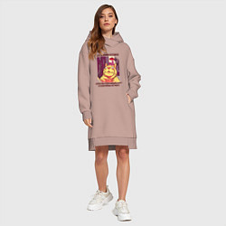Женское худи-платье Джонни Кэтсвилл Суетолог мем, цвет: пыльно-розовый — фото 2