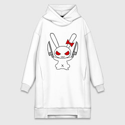 Женское худи-платье Зайка с ножами, цвет: белый