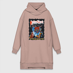 Женское худи-платье Judas Priest FIGHT, цвет: пыльно-розовый