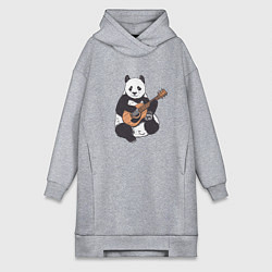 Женское худи-платье Панда гитарист Panda Guitar, цвет: меланж