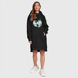 Женское худи-платье Wu-Tang Ромашки, цвет: черный — фото 2