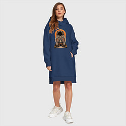 Женское худи-платье Космонавт диджей - cosmo DJ, цвет: тёмно-синий — фото 2