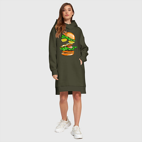 Женская толстовка-платье King Burger / Хаки – фото 4