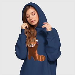 Женское худи-платье Нападение милой панды, цвет: тёмно-синий — фото 2