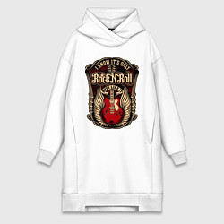 Женское худи-платье Гитара и крылья РОК, цвет: белый