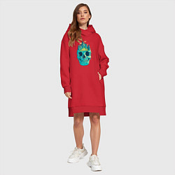 Женское худи-платье Скала Черепа Skull Mountain, цвет: красный — фото 2
