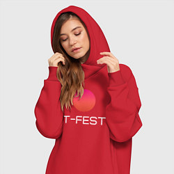Женское худи-платье T-Fest, цвет: красный — фото 2
