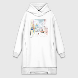 Женское худи-платье Нижегородский трамвай, цвет: белый