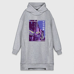Женское худи-платье Neon Asian Street Vaporwave, цвет: меланж