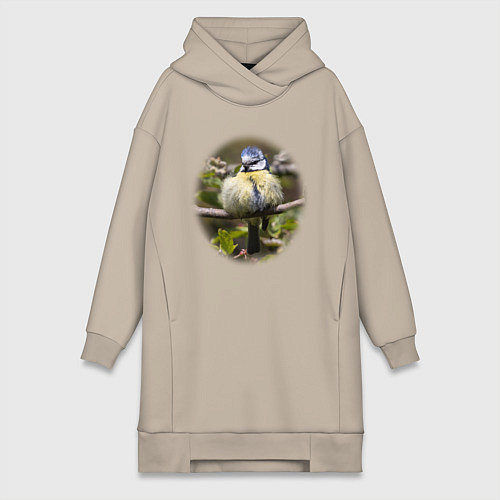 Женская толстовка-платье Опухшая синица / Миндальный – фото 1