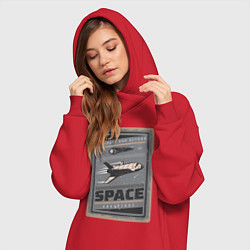 Женское худи-платье Космическое приключение, цвет: красный — фото 2