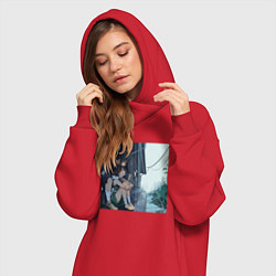 Женское худи-платье Dororo and Hyakkimaru, цвет: красный — фото 2