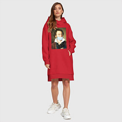 Женское худи-платье Пушкин в маске, цвет: красный — фото 2