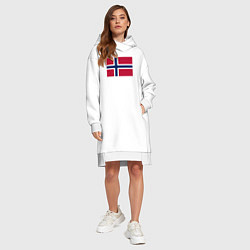 Женское худи-платье Норвегия Флаг Норвегии, цвет: белый — фото 2