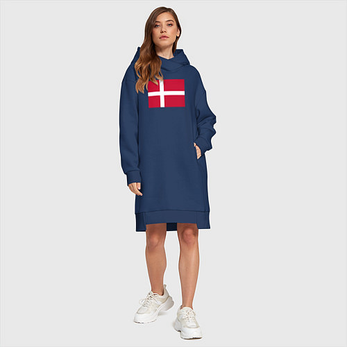 Женская толстовка-платье Дания Флаг Дании / Тёмно-синий – фото 4