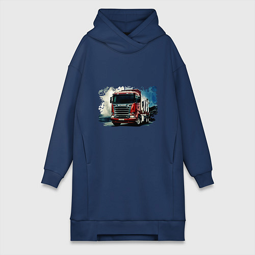 Женская толстовка-платье SCANIA Дальнобой / Тёмно-синий – фото 1