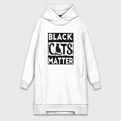 Женское худи-платье Black Cats Matter, цвет: белый
