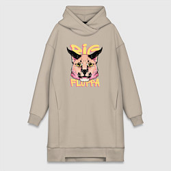 Женское худи-платье Big Cat Floppa, цвет: миндальный