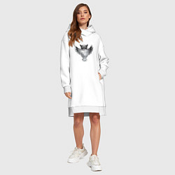 Женское худи-платье Серебряная сова, цвет: белый — фото 2