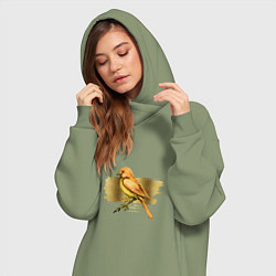 Женское худи-платье Золотая птица, цвет: авокадо — фото 2