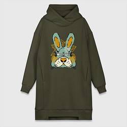 Женское худи-платье Безумный кролик, цвет: хаки