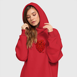Женское худи-платье Сердце из котиков, цвет: красный — фото 2