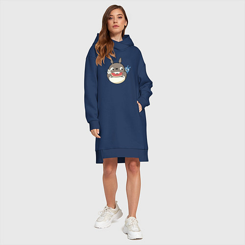 Женская толстовка-платье Тоторо с арбузиком / Тёмно-синий – фото 4