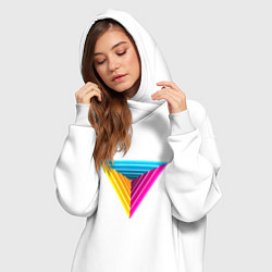 Женское худи-платье Неоновые треугольники, цвет: белый — фото 2